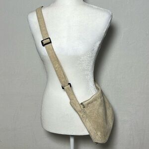 NWOT Light Beige Corduroy Crossbody Shoulder Bag